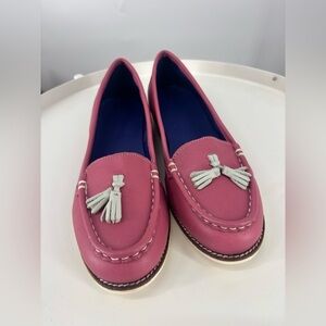 NWOB Dr. Martens Elia Pink Leather Boat Shoes Tassel White 7